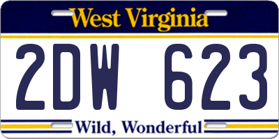 WV license plate 2DW623