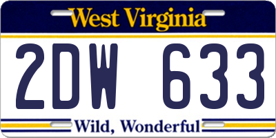 WV license plate 2DW633