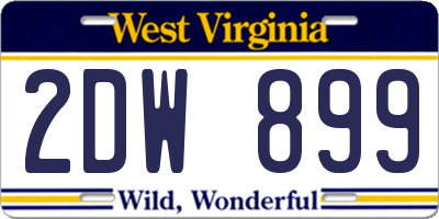 WV license plate 2DW899