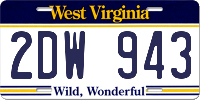 WV license plate 2DW943