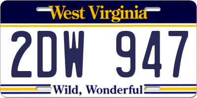 WV license plate 2DW947