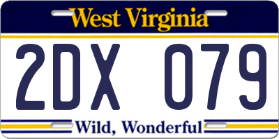 WV license plate 2DX079