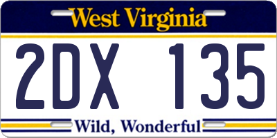WV license plate 2DX135