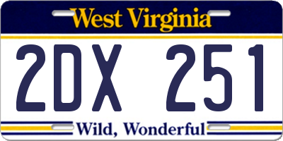 WV license plate 2DX251