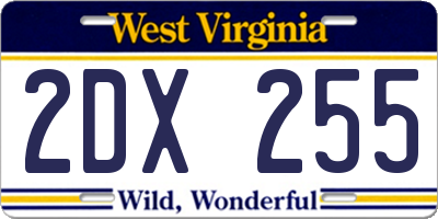 WV license plate 2DX255