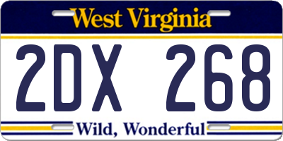 WV license plate 2DX268