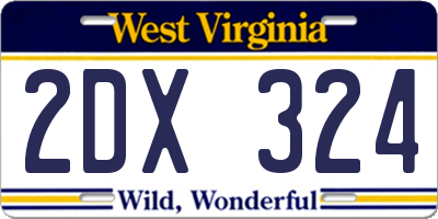 WV license plate 2DX324
