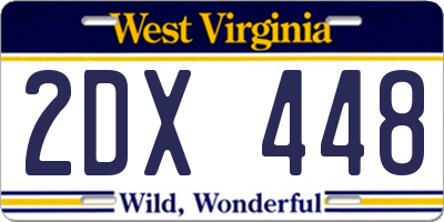 WV license plate 2DX448