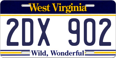 WV license plate 2DX902