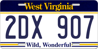 WV license plate 2DX907