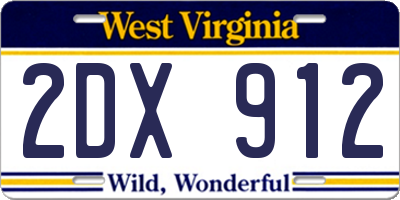 WV license plate 2DX912