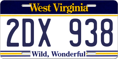WV license plate 2DX938