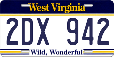 WV license plate 2DX942