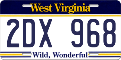 WV license plate 2DX968