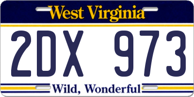 WV license plate 2DX973