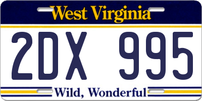 WV license plate 2DX995