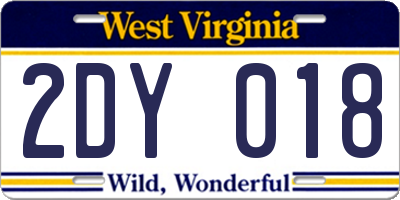 WV license plate 2DY018