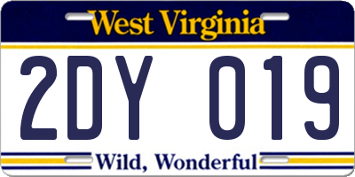 WV license plate 2DY019