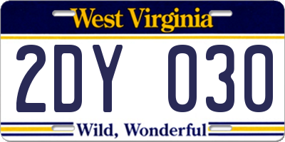 WV license plate 2DY030