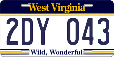 WV license plate 2DY043