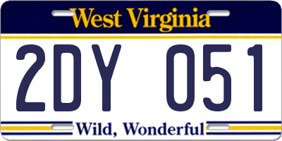 WV license plate 2DY051