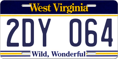 WV license plate 2DY064