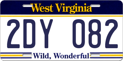 WV license plate 2DY082