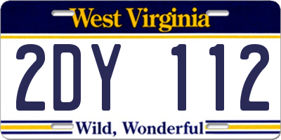 WV license plate 2DY112