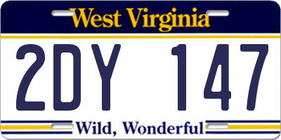 WV license plate 2DY147