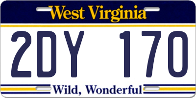 WV license plate 2DY170