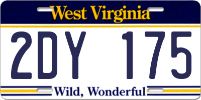 WV license plate 2DY175
