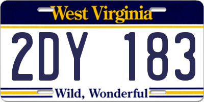 WV license plate 2DY183