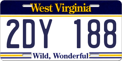 WV license plate 2DY188