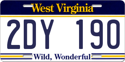 WV license plate 2DY190