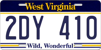 WV license plate 2DY410