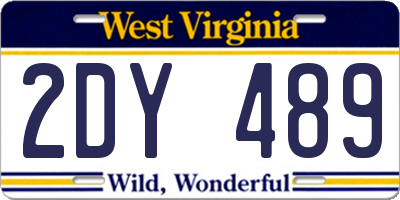 WV license plate 2DY489