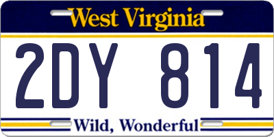 WV license plate 2DY814