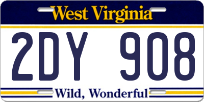 WV license plate 2DY908