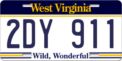 WV license plate 2DY911