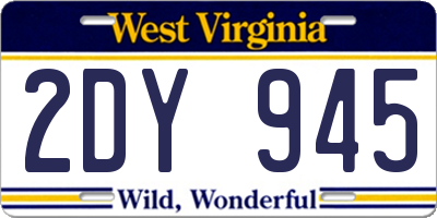 WV license plate 2DY945