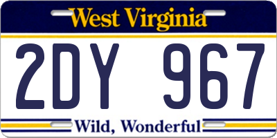 WV license plate 2DY967