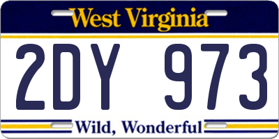 WV license plate 2DY973