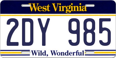 WV license plate 2DY985