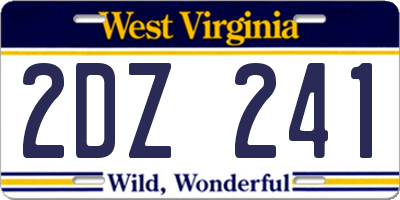 WV license plate 2DZ241