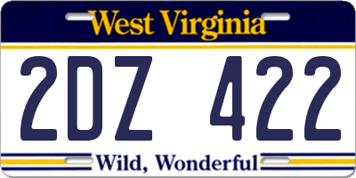 WV license plate 2DZ422