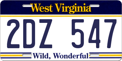 WV license plate 2DZ547