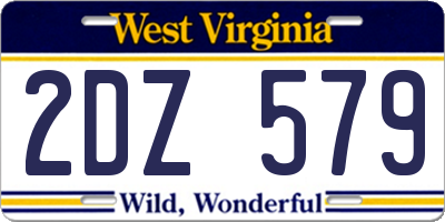 WV license plate 2DZ579