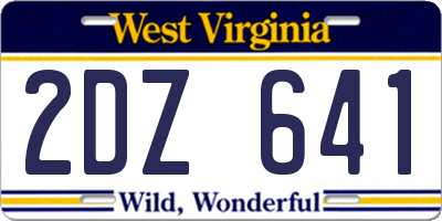 WV license plate 2DZ641