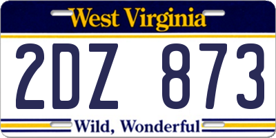 WV license plate 2DZ873