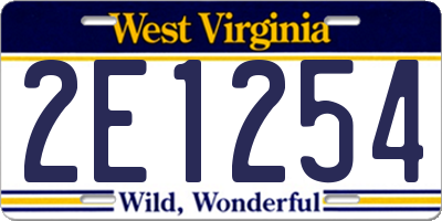 WV license plate 2E1254